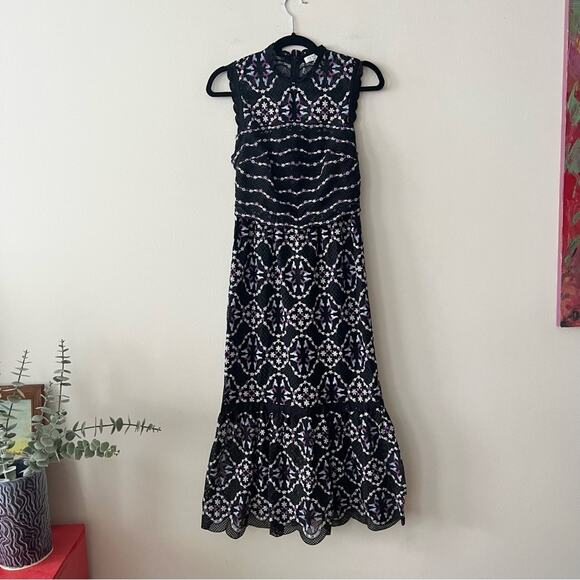 Sandro Inaya Guipure Embroidered Lace Midi Dress - Picture 2 of 9